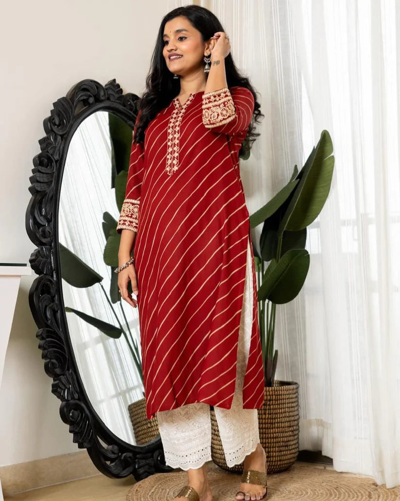 Premium Heavy Cotton Full Printer Dress With Beautiful Embroidery Or Plazzo