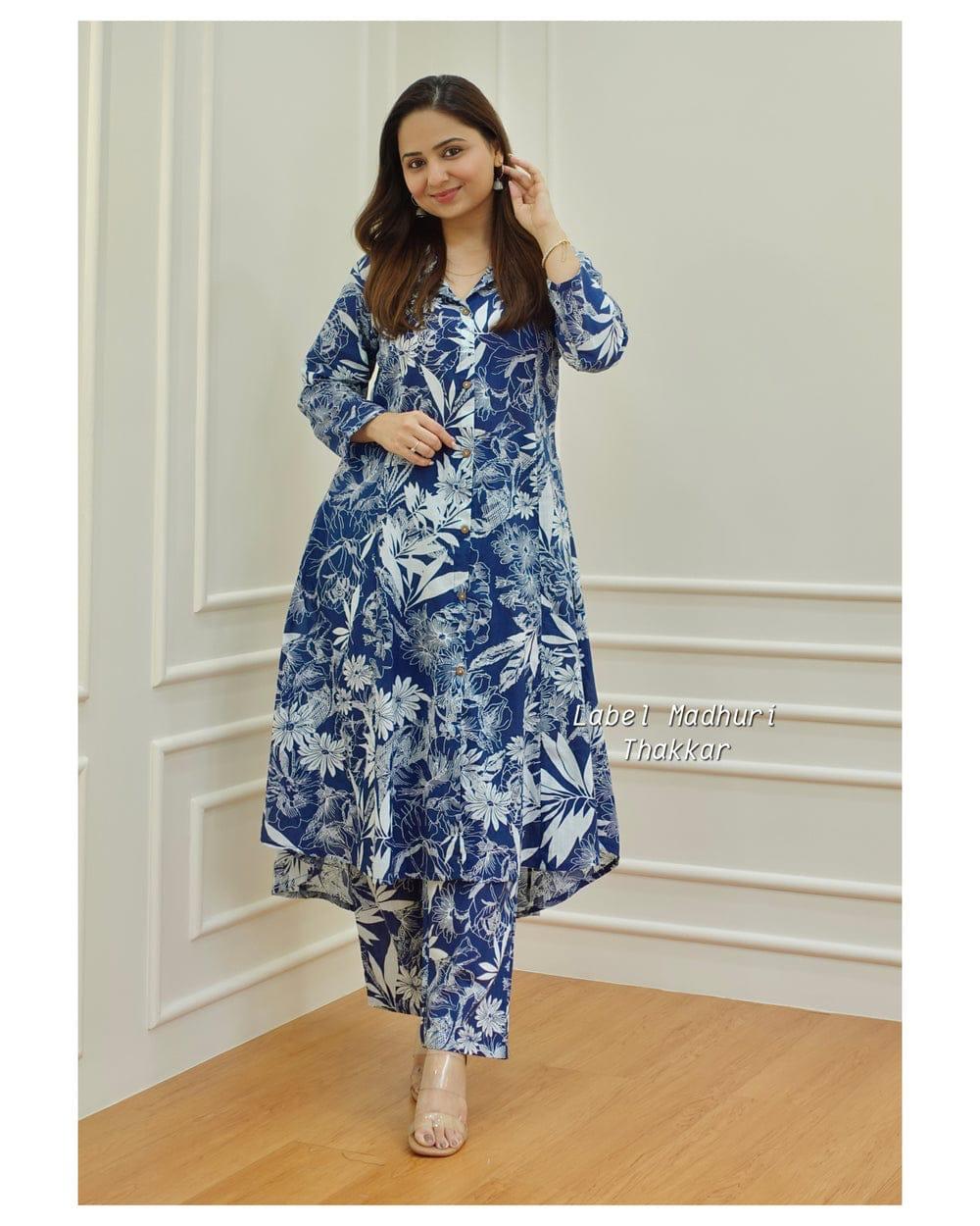 Premium Cotton Polister Co-ord Set (BLUE)